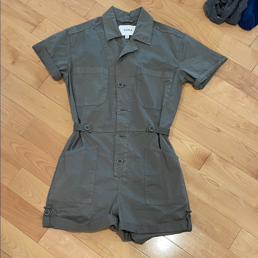 Pistola Olive Green Short Sleeve Jumpsuit